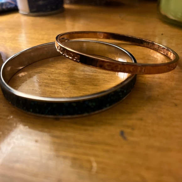 Coach 2pc Stone Sparkle Bangle Bracelet Jewelry Set Multicolor - Picture 2 of 5